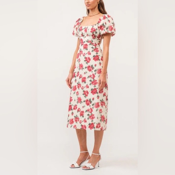 Sofie the Label Josefine Puff Sleeve Floral 100% cotton Midi Dress Size M - Picture 4 of 14